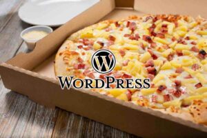 Wordpress logo e pizza con ananas